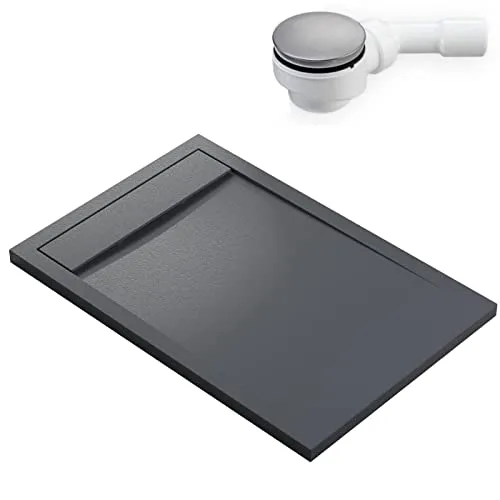 BERNSTEIN Duschtasse 80x120 cm Anthrazit Matt - Duschkabinen & -wände: Flache Bauhöhe und rutschfeste Oberfläche aus robustem Mineralguss für eine hygienische und einfache Reinigung. Ideal für moderne Badezimmergestaltungen.