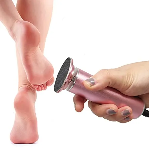 Elektrische Fußfeile mit 600 Ersatzpads (Rosa) - Raspelfeilen für die Fußpflege mit einstellbarer Geschwindigkeit für individuelle Pediküre-Ergebnisse. Ideal für sanfte Entfernung von Hornhaut und optimale Fußpflege zu Hause.