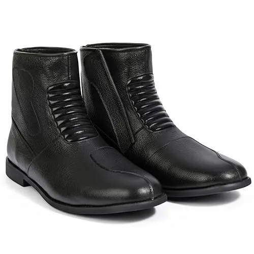 German Wear Motorradstiefel Herren Motorrad Biker Stiefel Motorradschuhe aus Glattleder - Freizeit & Bikers Trend stiefeletten Schwarz - 41 EU