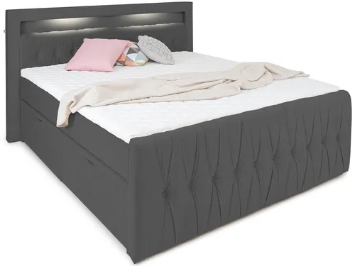 wonello Boxspringbett Valencia, mit LED-Beleuchtung und Stauraum, inkl. Topper