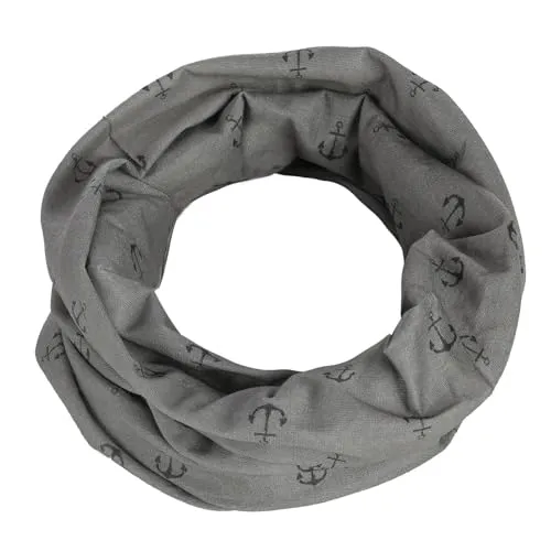 modAS Multifunktionstuch mit Ankerprint - Bandana Halstuch Damen Herren Schlauchtuch Gesichtsmaske Kopfbedeckung in Anthrazit