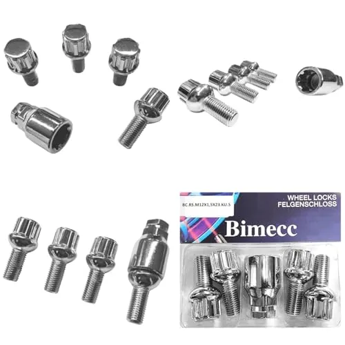 Felgenschloss M12x1,5x23mm Kugelbund R13 kompatibel mit Seat Skoda Smart VW 4x silberne Felgenschlösser 4er-Set Felgensicherungen Radsicherungen Felgen-Diebstahlschutz Radschrauben Radbolzen Schrauben