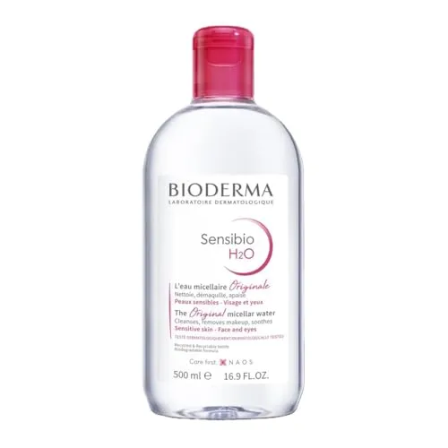 BIODERMA Sensibio H2O Mizellenwasser 500 ml - Gesichtspflege: Milde 4-in-1 Reinigungslösung für empfindliche Haut, entfernt sanft Make-up und beruhigt gereizte Hautstellen ohne Abspülen.