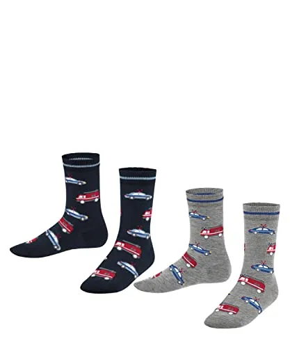 FALKE Unisex Kinder Socken Cars Multipack K - 2 Paar, Mehrfarbig Blue Grey 0010 - Socken für Jungen, aus atmungsaktiver Baumwolle, mit rutschfreier Passform und hohem Tragekomfort – ideal für kleine Autoliebhaber!