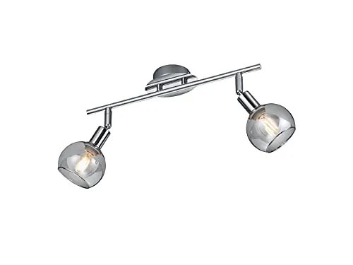 MeineWunschleuchte 2-flammiger Deckenstrahler mit Rauchglas Lampenschirmen, Breite 40cm