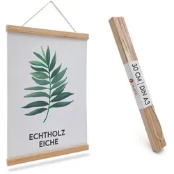 Likarto Bilderrahmen Premium-Posterleiste in DIN A4 bis DIN A1 aus Echtholz, Posteraufhänger, Magnetische Leisten, Klemmschienen, Bilder aufhängen 30 cm
