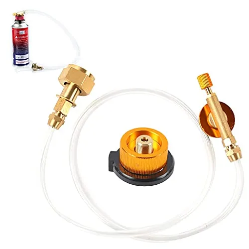 MaxAwe Propan Refill Adapter für Outdoor Camping Herd, LPG Flachzylinder Koppler Gas Konvertierungs Flaschenadapter mit Gasschlauch