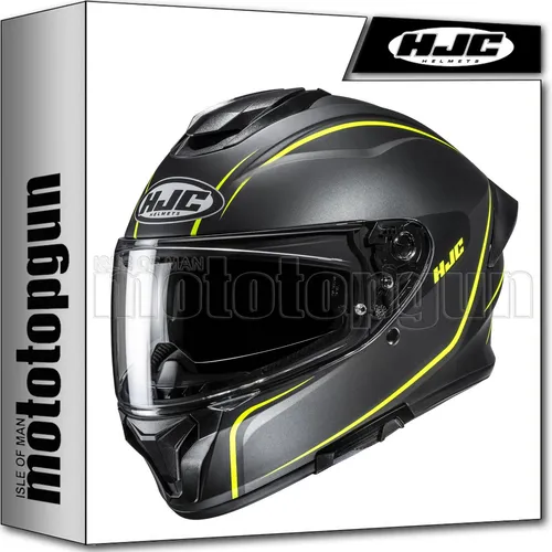 HJC C71 Quez Motorradhelm in Größe L – Hoher Komfort in Schwarz-Fluogelb Matt - Der HJC C71 Quez Integralhelm bietet hohen Tragekomfort, optimale Belüftung und ein kratzfestes Visier. Ideal für ATV, Onroad und mehr. Inklusive Aufbewahrungstasche!