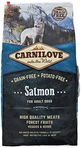 Carnilove Adult Lachs Hundefutter 12 kg - Hochwertige Ernährung für Ihren Hund - Hundefutter mit frischem Lachs, reich an Omega-3-Fettsäuren für gesunde Haut und glänzendes Fell. Ideal für aktive Hunde!