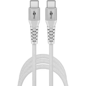 Goobay USB-CTM Supersoftes Textilkabel mit Metallsteckern, 3 m, weiß