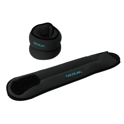 Cecotec Verstellbare Knöchel- und Handgelenkgewichte Drumfit AnkleBell 1000 Neo. Set 2 verstellbaren Knöchelgewichten mit Klettverschluss, Gewicht je 1 kg, mit Sand gefüllt, Abmessungen 28x10x3,5 cm