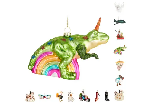 BRUBAKER Weihnachtsbaumkugel Lustige Weihnachtskugel aus Glas - Handbemalt und Mundgeblasen Figuren (1 St), Christbaumschmuck Weihnachtsdeko Anhänger - Deko