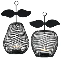 2er Set Aesthetic Teelichthalter Pear Manzana schwarz 23cm