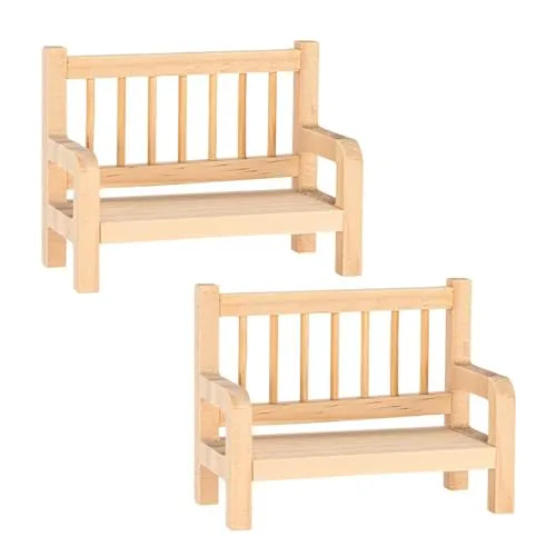 Ideen mit Herz Miniatur-Holzbänke | Modellbau | Zubehör Puppenhaus | Bastel-Material | Deko | DIY | Modell-Eisenbahn | Sitz-Bank | 10 cm x 4,4 cm x 7,5 cm | 2 Stück