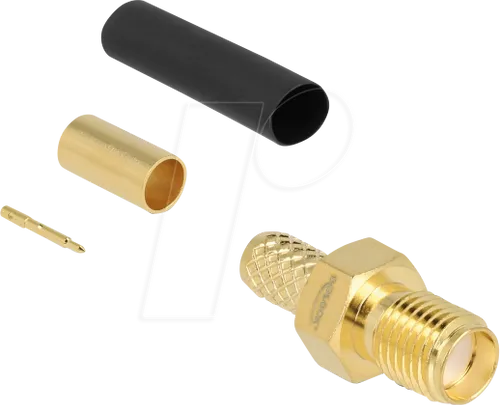 DELOCK 91791 - RP-SMA Buchse zum Crimpen LMR200 mit passendem Schrumpfschlauch