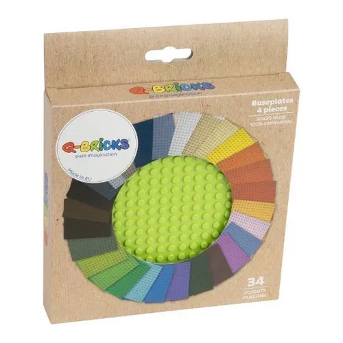 Q-Bricks - Basis Platte 20 x 20 Kartonbox 4 Stück - Farbe Grasgrün