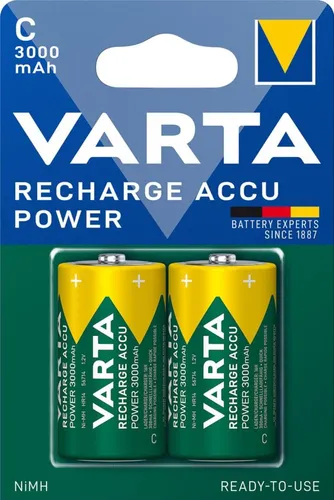 Varta Power Akku C-Baby-HR14 R2U 3000 mAh - 2er Blister - Batterien & Akkus, leistungsstarker 3000 mAh Akku für langlebige Energieversorgung in Geräten wie Spielzeug und Funkgeräten.