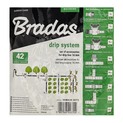 Zubehör für Tropfleitungen BRADAS 16mm DRIP SYSTEM 3704