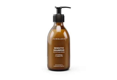JUNGLÜCK Sensitiv Shampoo 250ml - Vegan - Shampoos ohne Sulfate & Silikone, ideal für empfindliche Kopfhaut mit BIO Aloe Vera und Mandelöl für sanfte Reinigung und Beruhigung.