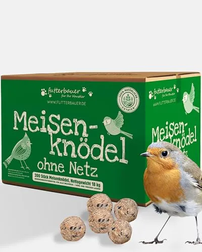 Futterbauer Meisenknödel 200 Stück ohne Netz - Meisenknödel ohne Netz, umweltfreundlich und ideal für die naturnahe Fütterung. Reich an Energie und Vitaminen, perfekt zur Winterhilfe für Wildvögel.