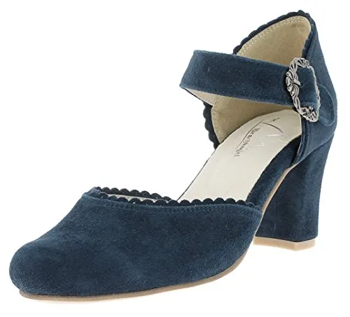 Hirschkogel Damen 3005715 Pumps, dunkelblau, 37 EU - Elegante Damen-Pumps aus hochwertigem Leder mit offenem Mittelfußbereich für perfekten Halt und stilvolles Design, ideal für Trachtenmode.