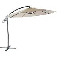 MCW Ampelschirm D14 Rund Ø 3m Creme-Weiß - Sonnenschirm mit robustem Design und abnehmbarer Handkurbel für einfachen Auf- und Abbau. Witterungsfest und UV-beständig für optimalen Sonnenschutz.
