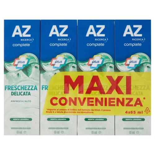AZ Zahnpasta Complete Plus Milde Frische Leichte Minze, 4 x 65 ml