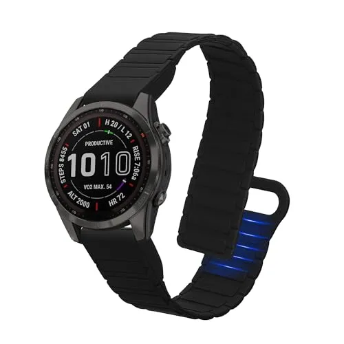 kwmobile Ersatzarmband kompatibel mit Garmin Fenix 8 43mm / Fenix 7S / 7S Pro / 7S Solor/Instinct 2S Armband - Fitnesstracker Silikon Band mit Magnetverschluss