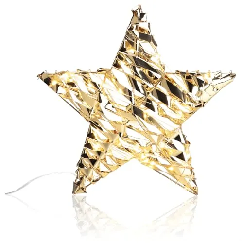 com-four® LED-Stern mit Timer - 30 cm Weihnachtsstern - Deko Leuchtstern mit 40 warmweißen LEDs - Innen-Beleuchtung für Weihnachten