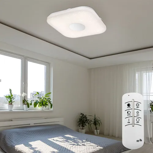 Globo 41332 LED Deckenlampe Sternenhimmel mit Fernbedienung - Moderne Deckenleuchte für Esszimmer, dimmbar und farbtemperaturverstellbar (3000K-6000K) mit Starlight-Effekt für entspannende Lichtspiele.