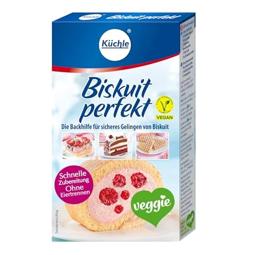 Küchle Biskuitperfekt 75g | Vegan | Schnelle Zubereitung, ohne Eiertrennen | Die kleine Hilfe für perfekten Biskuitteig | 1 x 75 g Packung
