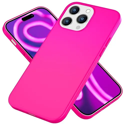 NALIA Neon Silikonhülle für iPhone 15 Pro Max - Soft-Touch & Signal-Neon - NEONSHOCK (Matte Schutzhülle) - Marke aus Berlin, Farbe:Pink