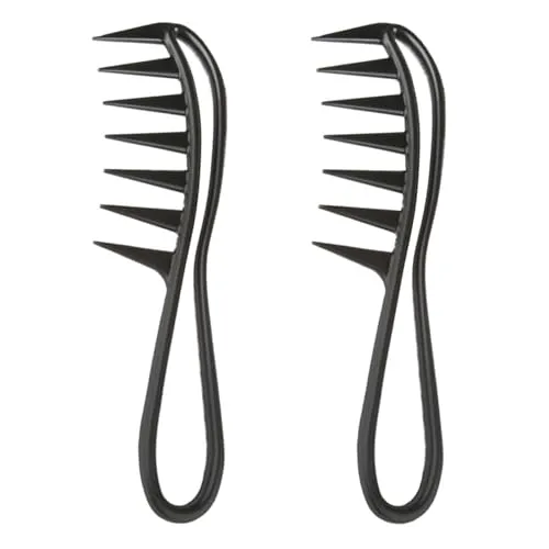 Neoreser 2 Stück Lockenkamm Strähnenkamm, Wide Tooth Comb, Antistatisch Kamm für für Home Salon Friseurkamm, für Verschiedenen Arten Von Haaren Haarkamm(Schwarz)