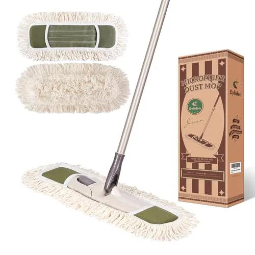 Eyliden Staubwischer, Mikrofaser-Wischmopps für Bodenreinigung, mit ausziehbarem verstellbarem Griff und 2 waschbaren Wischpads, feuchte trockene Mopp Hartholz, Fliesen, Laminat, Vinyl (Armeegrün)