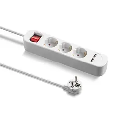 TROTEC Steckdosenleiste PVH3 mit 2 USB-Ladebuchsen | Langes 1,5 m Kabel