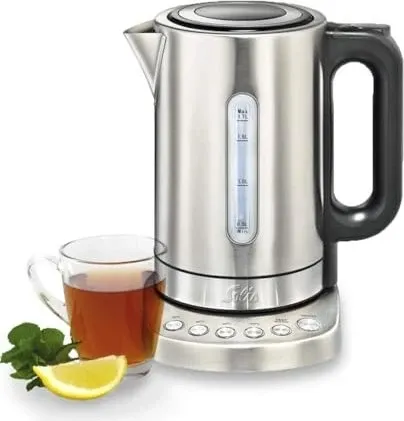 Solis Wasserkocher Vario Temp Kettle 5516 - Programmierbare Temperatureinstellung - Wasserkocher mit 1,7 l Fassungsvermögen und 4 wählbaren Temperaturen, ideal für Tee und Babynahrung. Mit Warmhaltefunktion und herausnehmbarem Kalkfilter für perfekten Genuss.