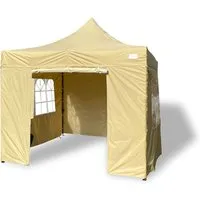 Grasekamp Faltpavillon Premium Line 3x3m Beige - Vielseitiger Faltpavillon für schnelle Auf- und Abbau, inklusive 4 Seitenteile und Transporttasche. Ideal für Gartenpartys oder Veranstaltungen.