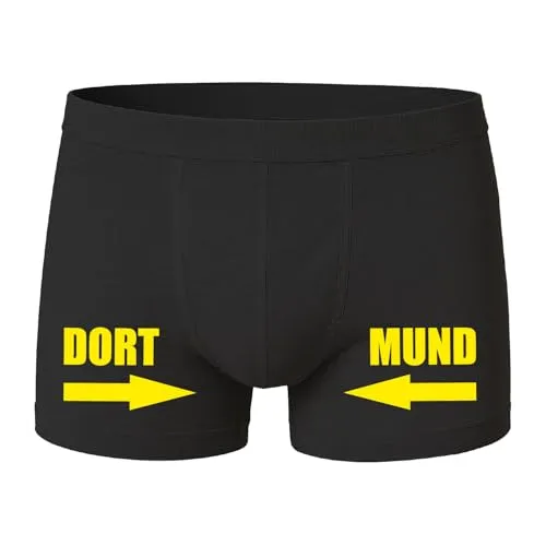 deinshirt Boxershorts Herren Unterhose Männer Unterwäsche Dort Mund, Größe:L, Farbe:schwarz