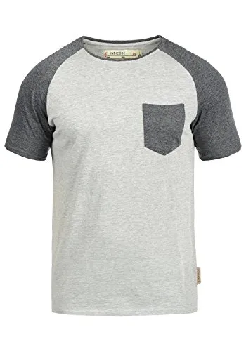 Indicode IDGresham Herren T-Shirt Kurzarm Shirt mit Rundhals-Ausschnitt Brusttasche Baumwollmischung Regular fit, Größe:XL, Farbe:Light Grey Mix (913)