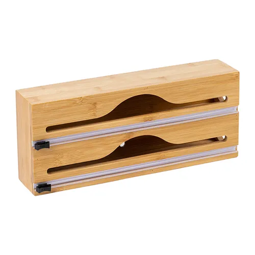 Folienspender Folienschneider Frischhaltefolienspender Folienaufbewahrung Bambus