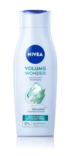 NIVEA Volume Wonder Kräftigendes Shampoo (400 ml), Volumen Shampoo mit Kollagen und natürlichem Bambus-Extrakt, silikonfreies* Haarshampoo für sofortigen Volume Effekt