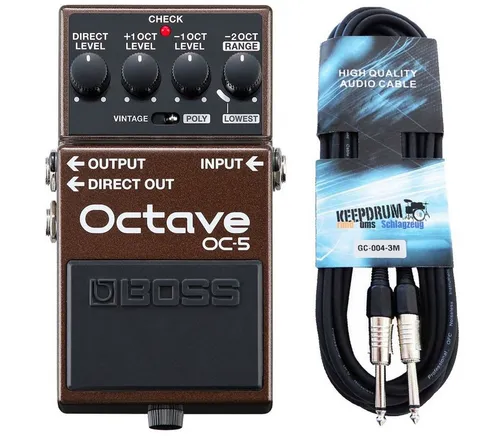 Boss OC-5 Oktave Pedal mit Gitarrenkabel - E-Gitarre: Boss OC-5 Oktavpedal mit Vintage- und polyphonem Modus, ideal für kreative Klänge und präzise Ansprache. Inklusive 3m Gitarrenkabel für sofortigen Einsatz!