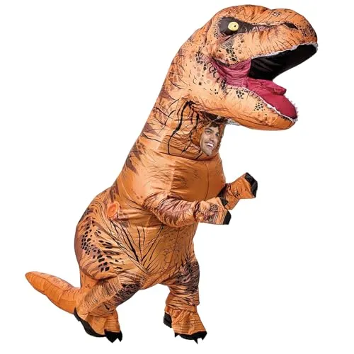 AirSuit® Aufblasbare Verkleidung XXL T-Rex | Dinosaurier Kostüm für Erwachsene - Kostüm-Outfits für Erwachsene, strapazierfähiges und angenehmes aufblasbares T-Rex-Kostüm mit 2 Ventilatoren für müheloses Aufblasen, ideal für Partys und Halloween.