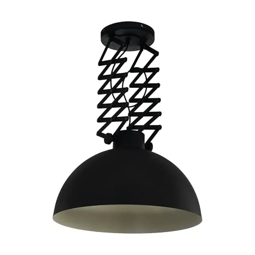 EGLO Pendelleuchte Donington - Vintage Industrial Deckenlampe - Höhenverstellbare 1-flammige Hängeleuchte aus schwarzem Stahl mit cremefarbener Innenseite, ideal für Wohnzimmer und Esszimmer. Setzen Sie stilvolle Akzente mit diesem Retro-Design!