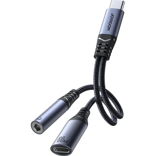 Joyroom SY-C02 2in1 DAC-Adapter USB-C auf USB-C / 3,5-mm-Miniklinke – Schwarz