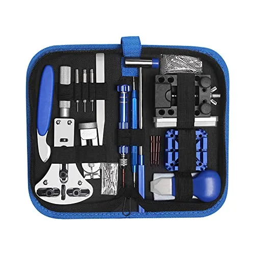 H.May Uhrmacherwerkzeug Set, 185 TLG Uhr Reparatur Uhrmacherwerkzeug Uhr Werkzeug Tasche Watch Tools in Nylontasche für Die Meisten Uhrens