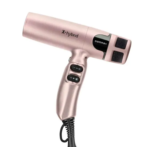 Gamma+ X·Hybrid Matt Gold Rose Haartrockner - Professioneller Haartrockner mit Ionic-Technologie für glänzendes, frizzfreies Haar. Schnelles und schonendes Trocknen mit individuell einstellbaren Geschwindigkeiten und Temperaturen - ideal für perfektes Styling.