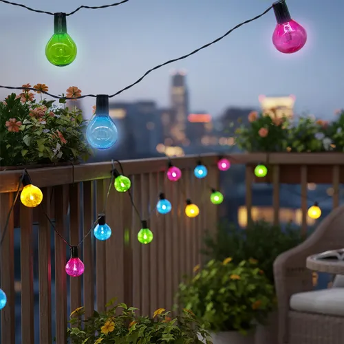 3.07 Solar Lichterkette mit 20 Birnen - Länge ca. 570 cm - LED Party Beleuchtung - Farbe: bunt