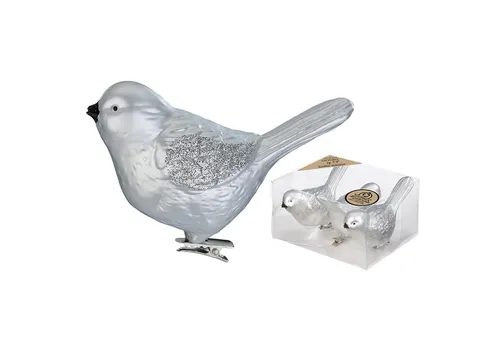 MAGIC by Inge Christbaumschmuck, Christbaumschmuck Kunststoff Vögel auf Clip 3er Set Winter Silver