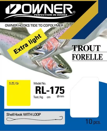 Owner RL-175 Forelle blau 250cm - Forellenhaken, Größe/Tragkraft/Durchmesser/Inhalt:Gr. 8/3.0kg/0.18mm/9 Haken pro Packung